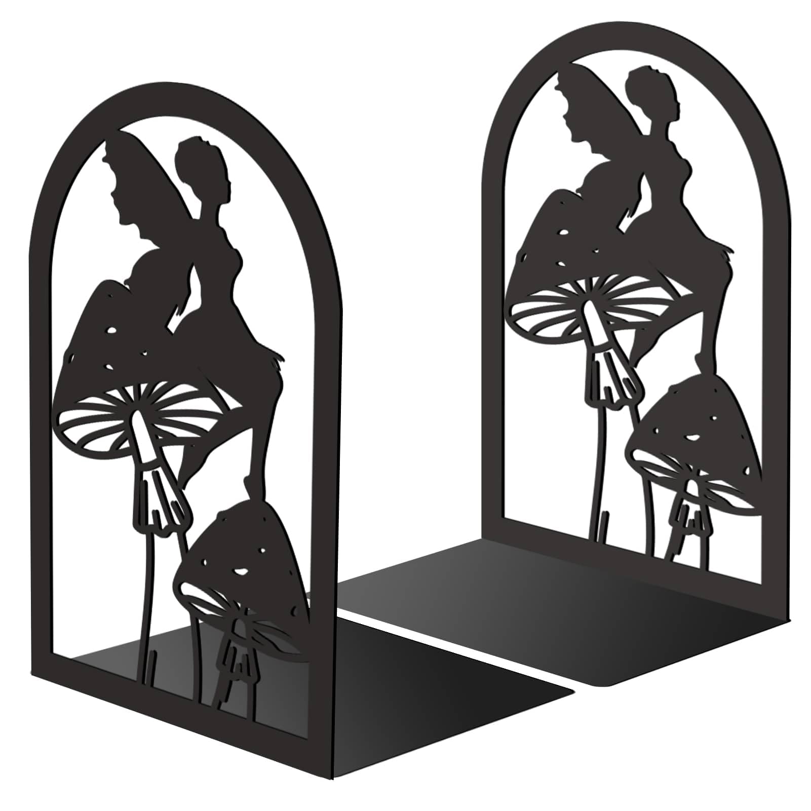CRASPIRE 2 pz Fermalibri in Metallo Supporto per Fermalibri A Forma di Fungo Fatato Resistente Nero Organizzatore per Libri Supporta Creativo Decorativo 7.8x5.3x4.3 Pollici Ripiano da Scrivania