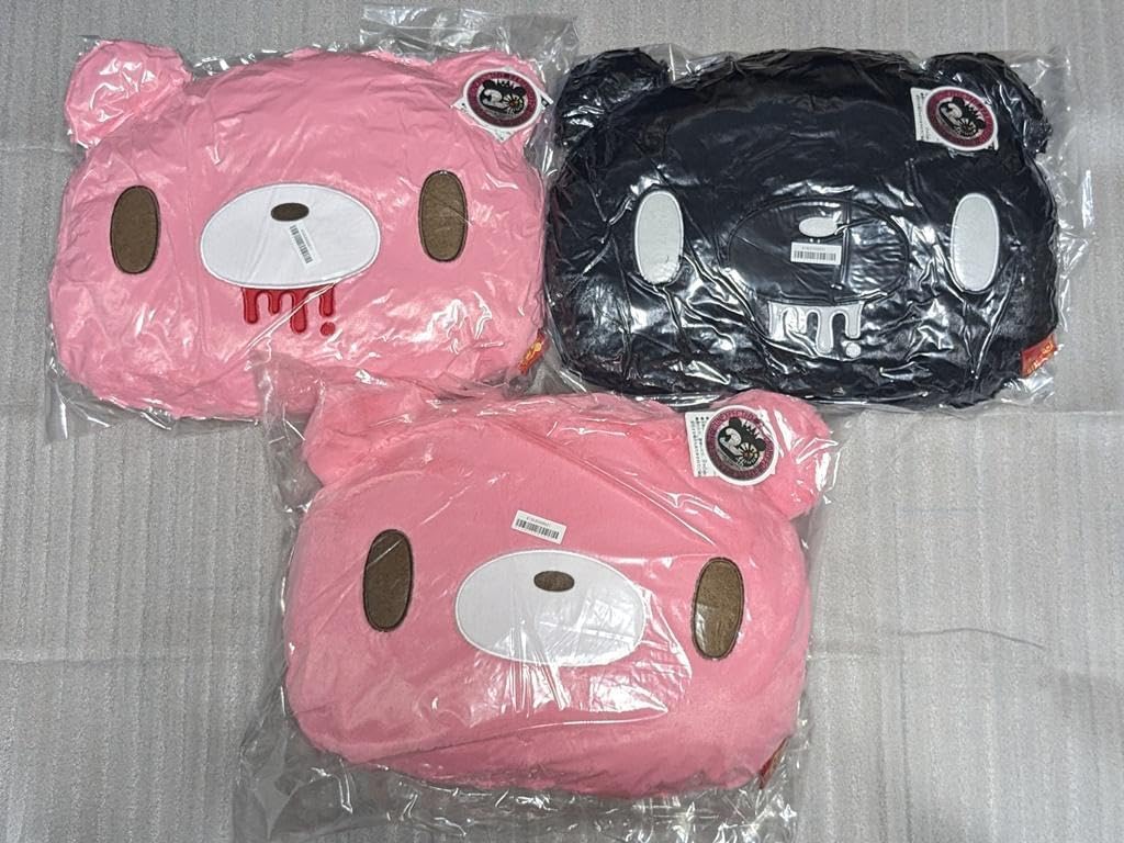 【タイクレ限定】いたずらぐまのグルーミー フェイスクッション ブラック 3種セット いたずらぐまのグル～ミ～ フェイスクッション タイクレ