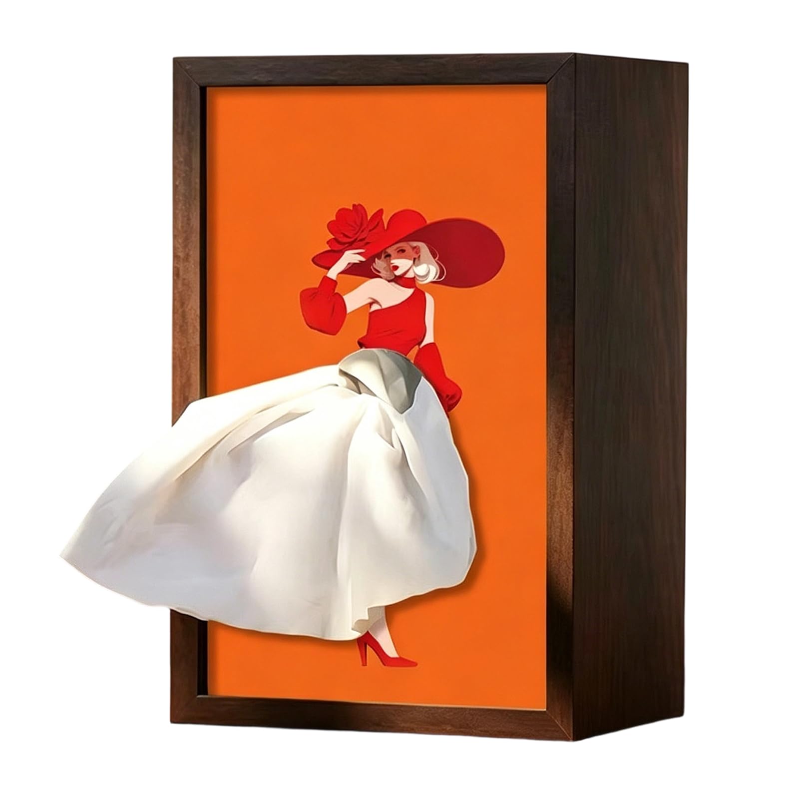 CRGANGZY Ballet Dancer Tissue Box, Ballet Girl Wood Tissue Box Decorative Desktop Organizer, Ballerina Wood Skirt Napkin Dispenser for Home Office Bedroom Bathroom Party Use