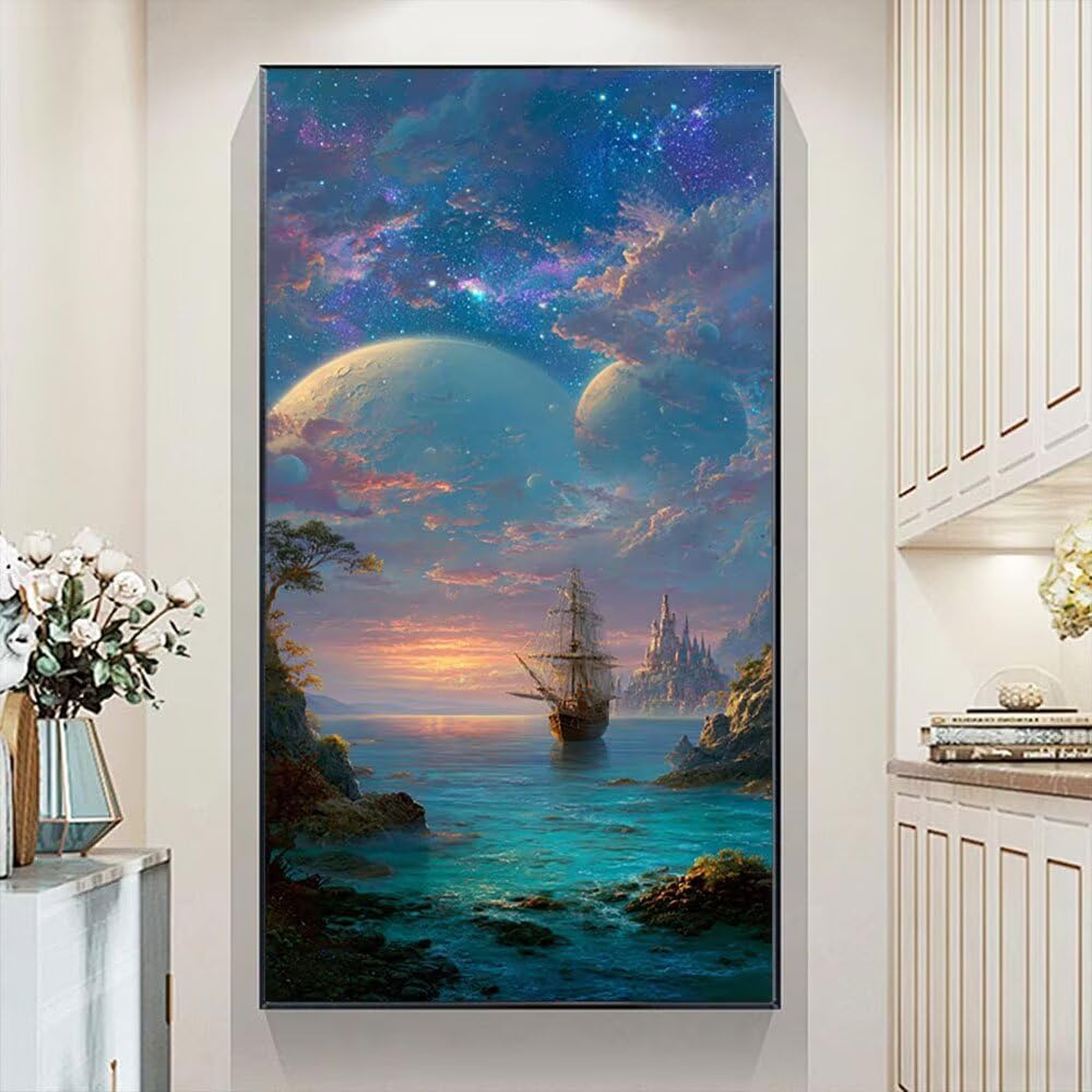 5D Diamentowe Malowanie Dorośli Duży Rozmiar 50x100cm, Planeta Łódź DIY Obraz Diamentowy Dla Dorosłych Pełny, Zestaw Diamentowy Sztuka Dla Dzieci, Kryształ Haft Ścieg Krzyżowy Wystrój Domu Lgl8-129