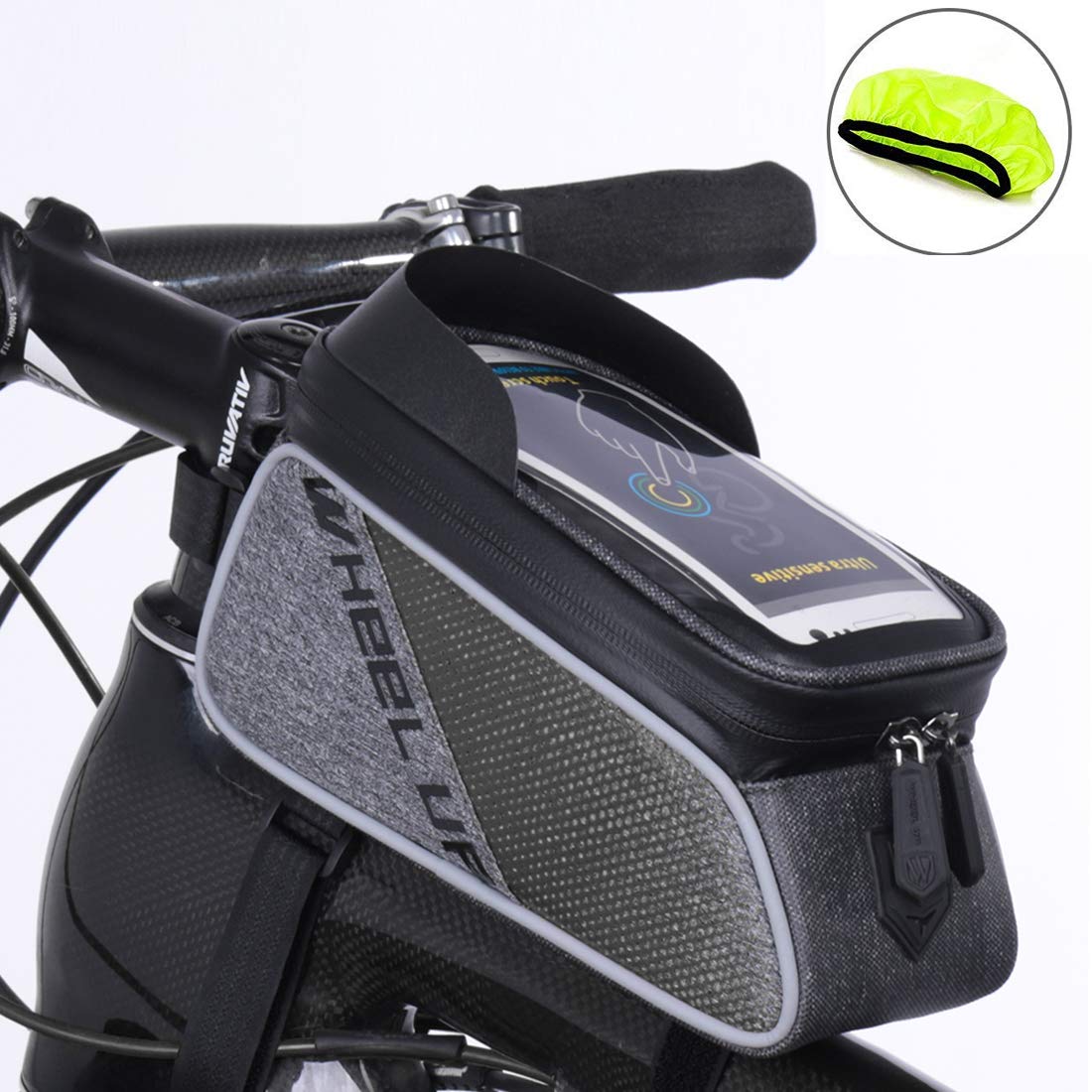 XPhonewBike Frame Bag, Bicycle Phone Mount, Waterproof Cycling Front Top Tube Pouch Bicycle Frame Pannier Crossbar Bag Pouch Holder for iPhone XS MAX XR X 8 7 6S 6 Plus Samsung Smartphone up to 6''
