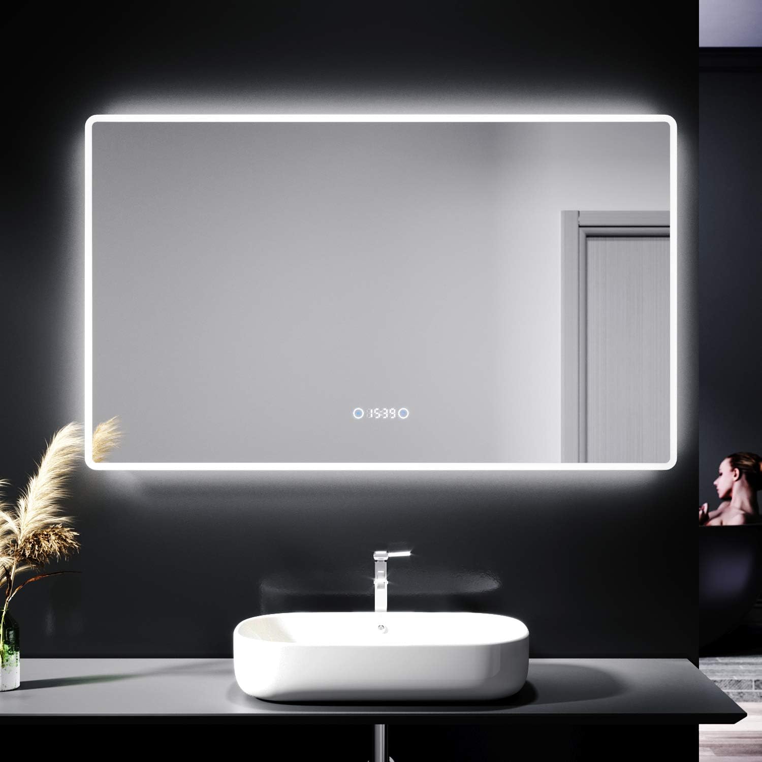 ELEGANT 1000 x 600mm LED Illuminated Bathroom Mirror with Shaver Socket