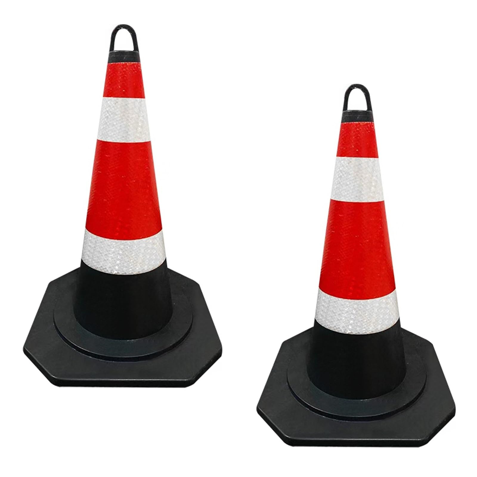 Cônes de sécurité réfléchissants durables – Cônes de signalisation en caoutchouc de 70 cm avec poignée, barrière de stationnement polyvalente pour chantiers et routes de sécurité (rouge, 2 p