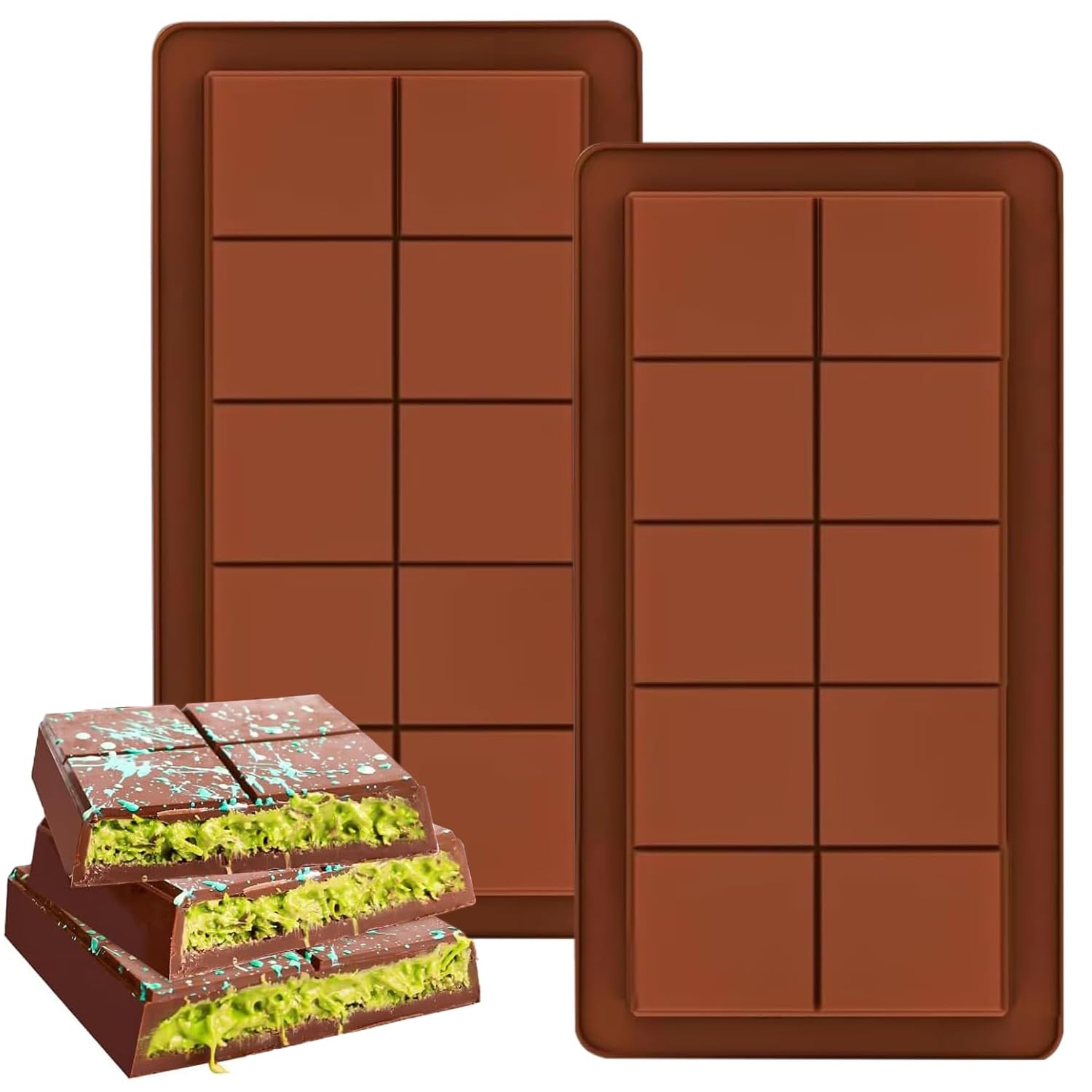 Deep Chocolate Moulds, 2 PCS Big Chocolate Bar Moulds Silicone Thick Candy Bars Moulds