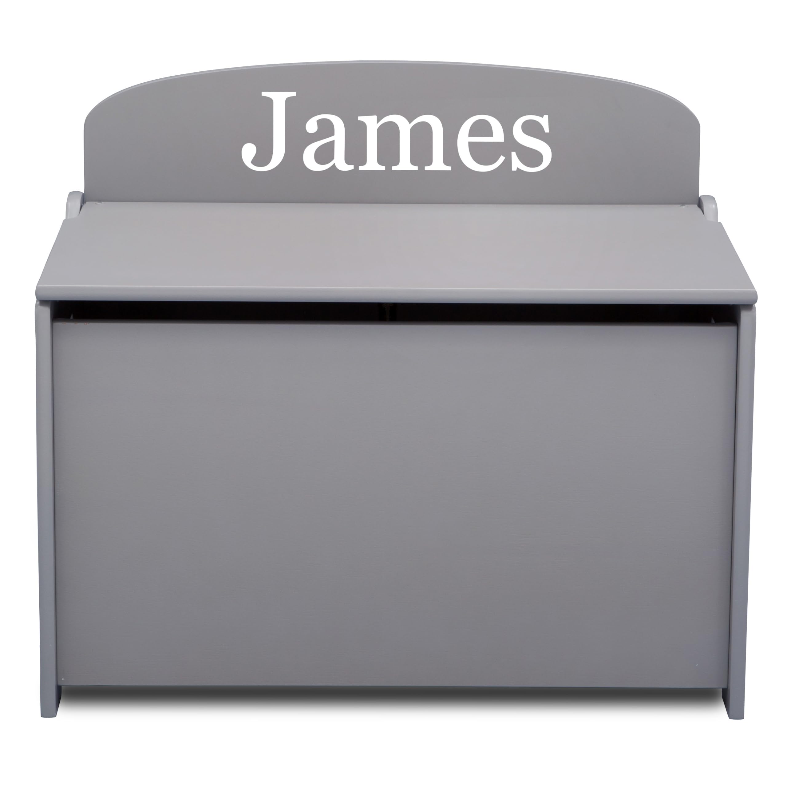 Delta Children Personalized MySize Deluxe Toy Box, Grey