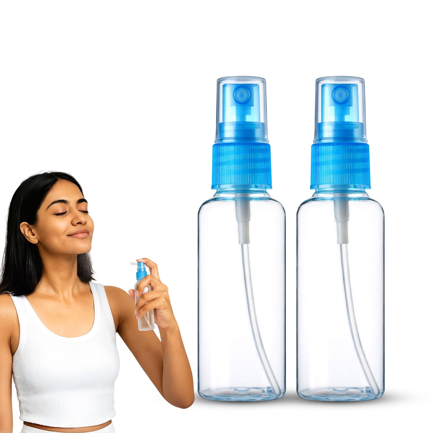 MAJESTIQUE Spray Bottle Combo Pack of 2 | Fine Mist Spray Pump, Clear Plastic Bottle-image-43