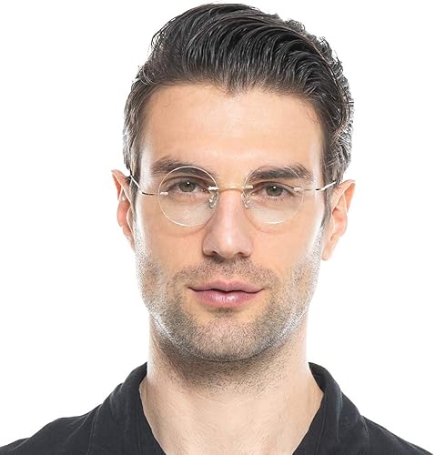 Miniatura 5 de SOOLALA Gafas de lectura sin montura de acero inoxidable de titanio ligero de gama alta