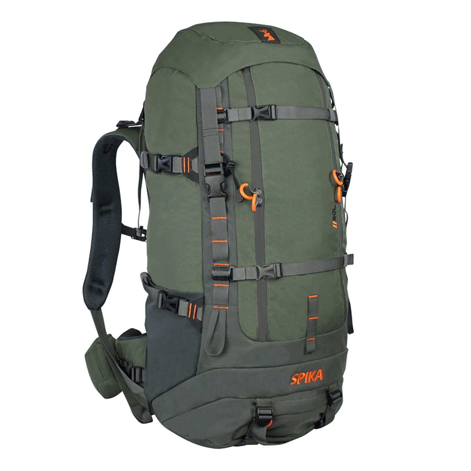 SPIKAHunting Backpacks for Men, Meat Hauler Frame Pack with Rifle Holder, 40L/80L Extendable + Capacity for Bow Rifle Gun