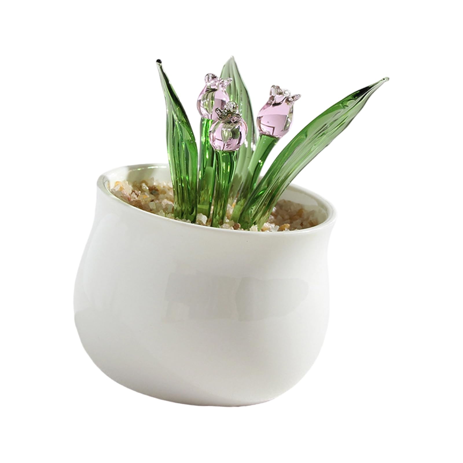 Tsophreniq A Handcrafted Glass Succulents Potted Plant Decors Miniature Simulation Bonsais Ornament For Living Room Offices Desk Gift Miniature Glass Potted Plant