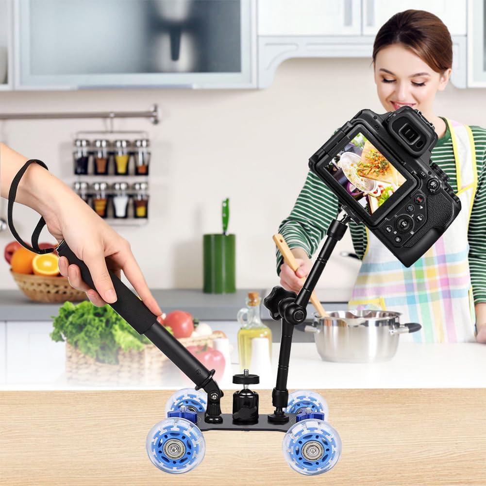 Camera Dolly Skater, Dolly Skater Car 10 kg Charge Chariot Coulissant pour Appareils Photo DLSR Caméra Vidéo