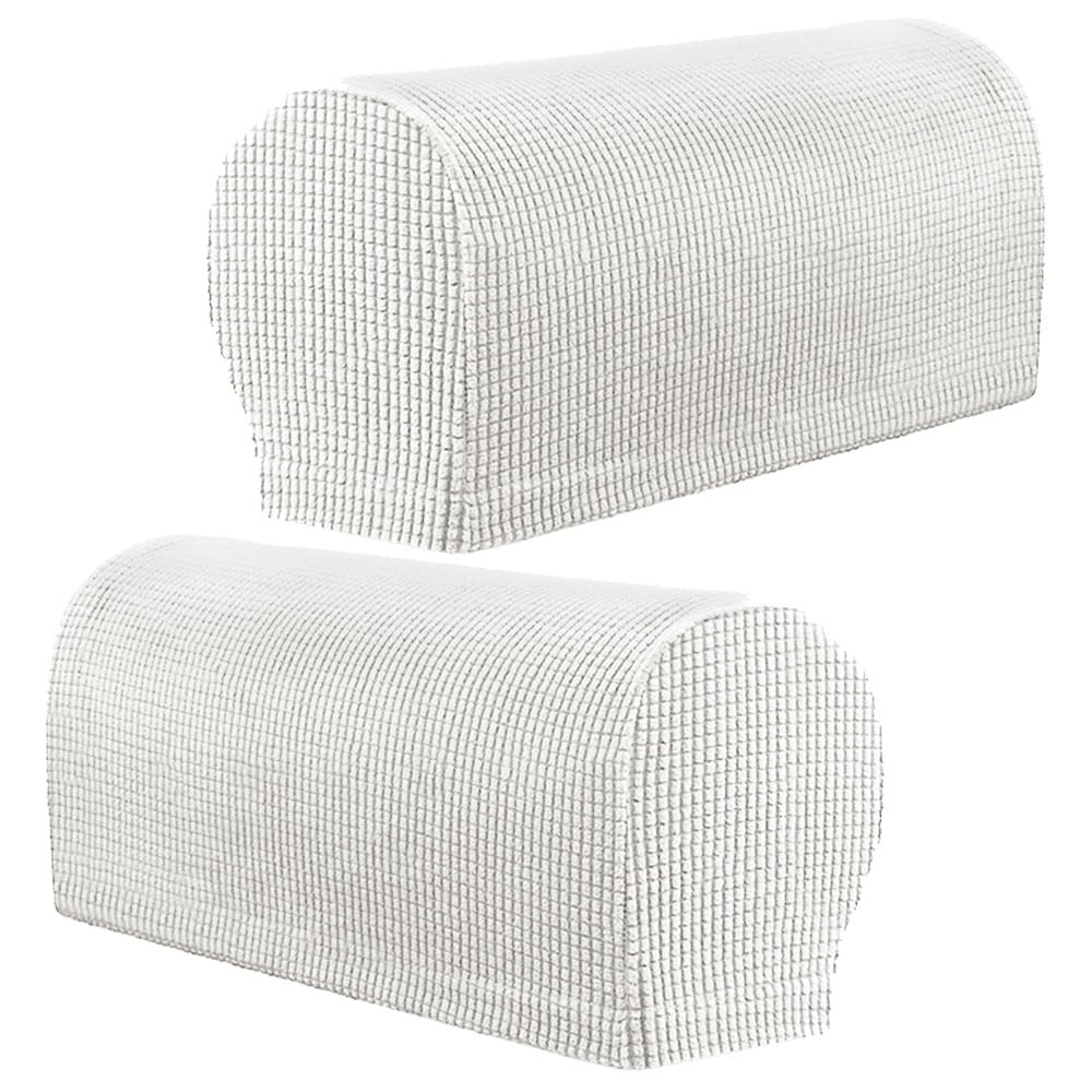 FANSU Stretch Armrest Covers, Armchair & Sofa Arm Covers Set of 2, Spandex Anti-Slip Washable Furniture Protector, Fit for Armchair, Sofa, Couch & Recliner Arm Rest (White)