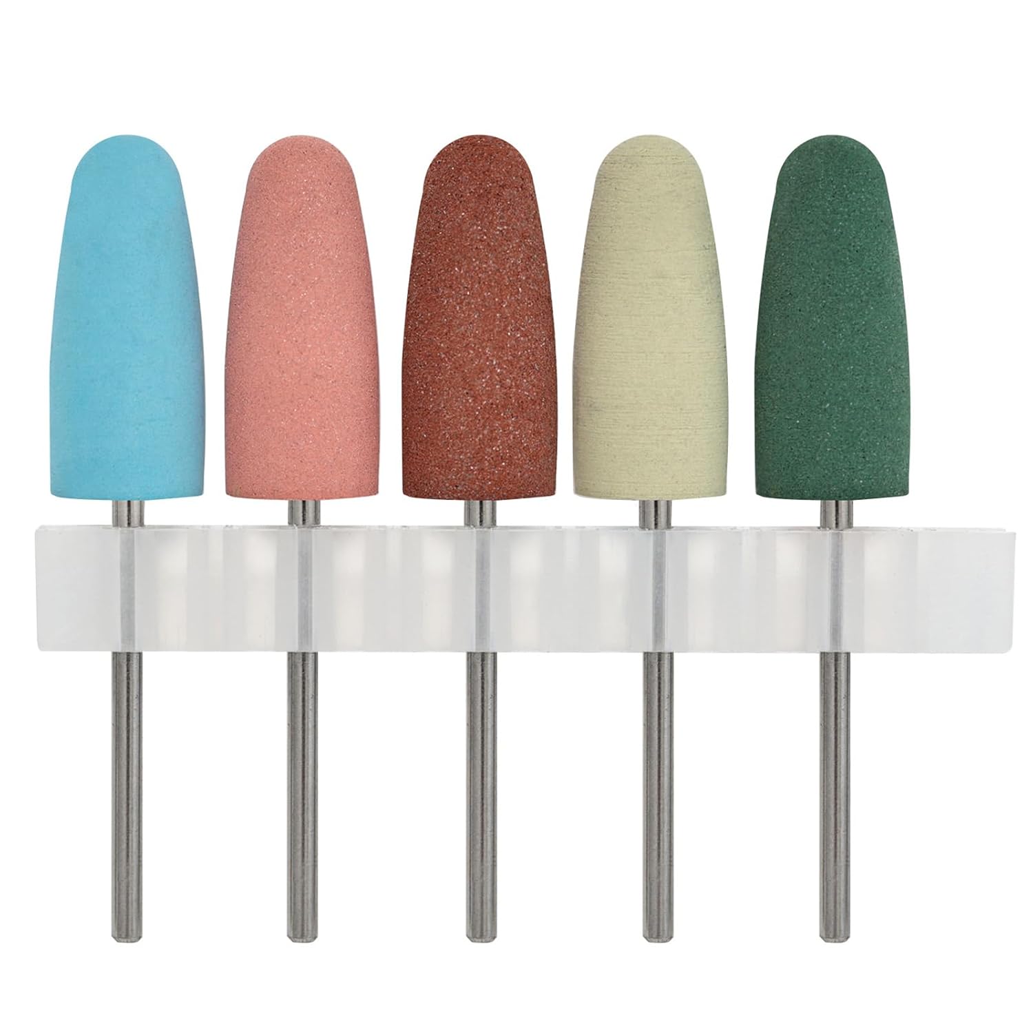 Silicone Nail Drill Bits Set: TENSSO 5 Pieces Color Coded Extra Fine Grits