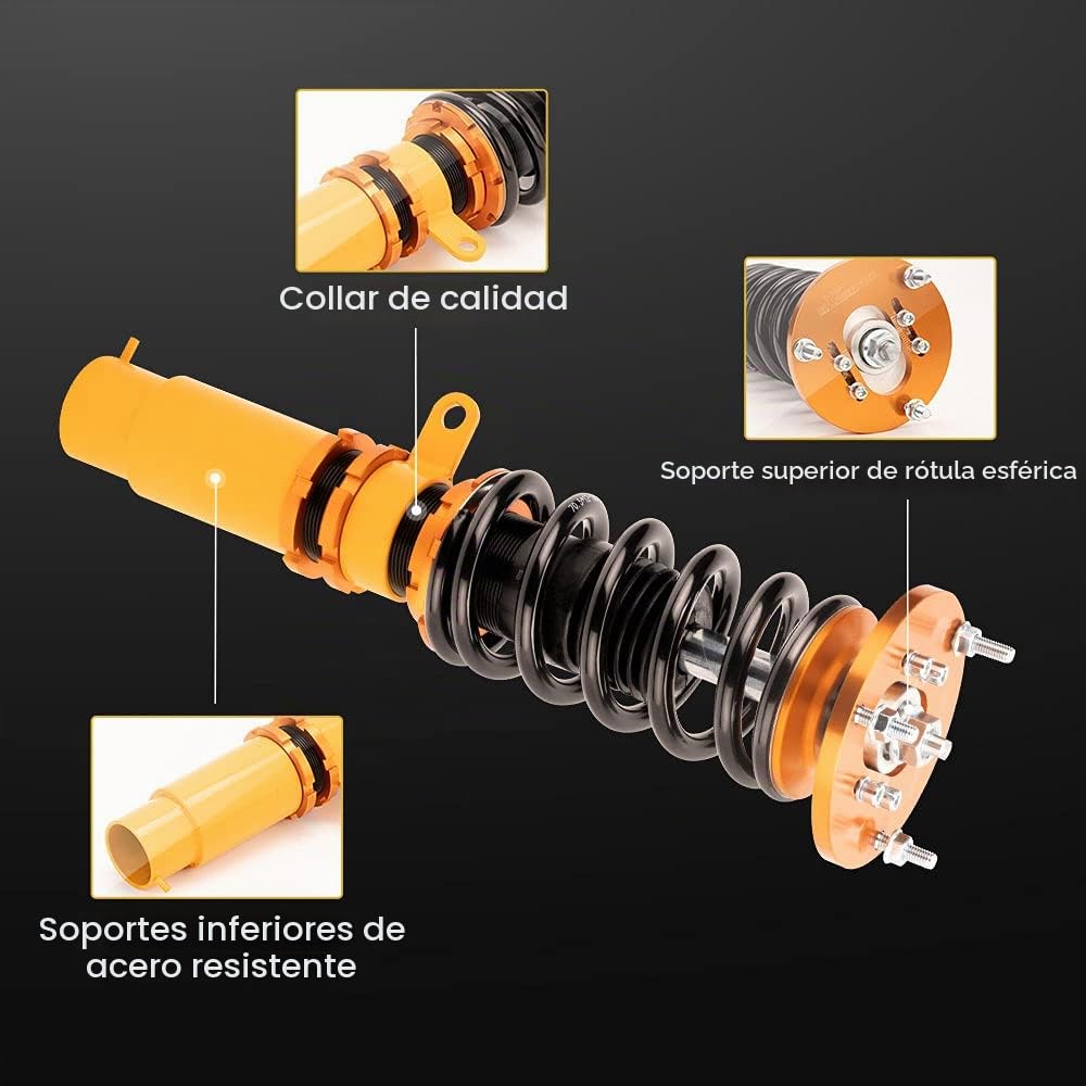 maXpeedingrods Juego de Amortiguadores de Choque Ajustables 2 Piezas Delanteras y 2 Traseras Suspensión de Neumáticos Coches Kit Coilover para E46 3 Series 320i 323i 325 [EU STOCK]