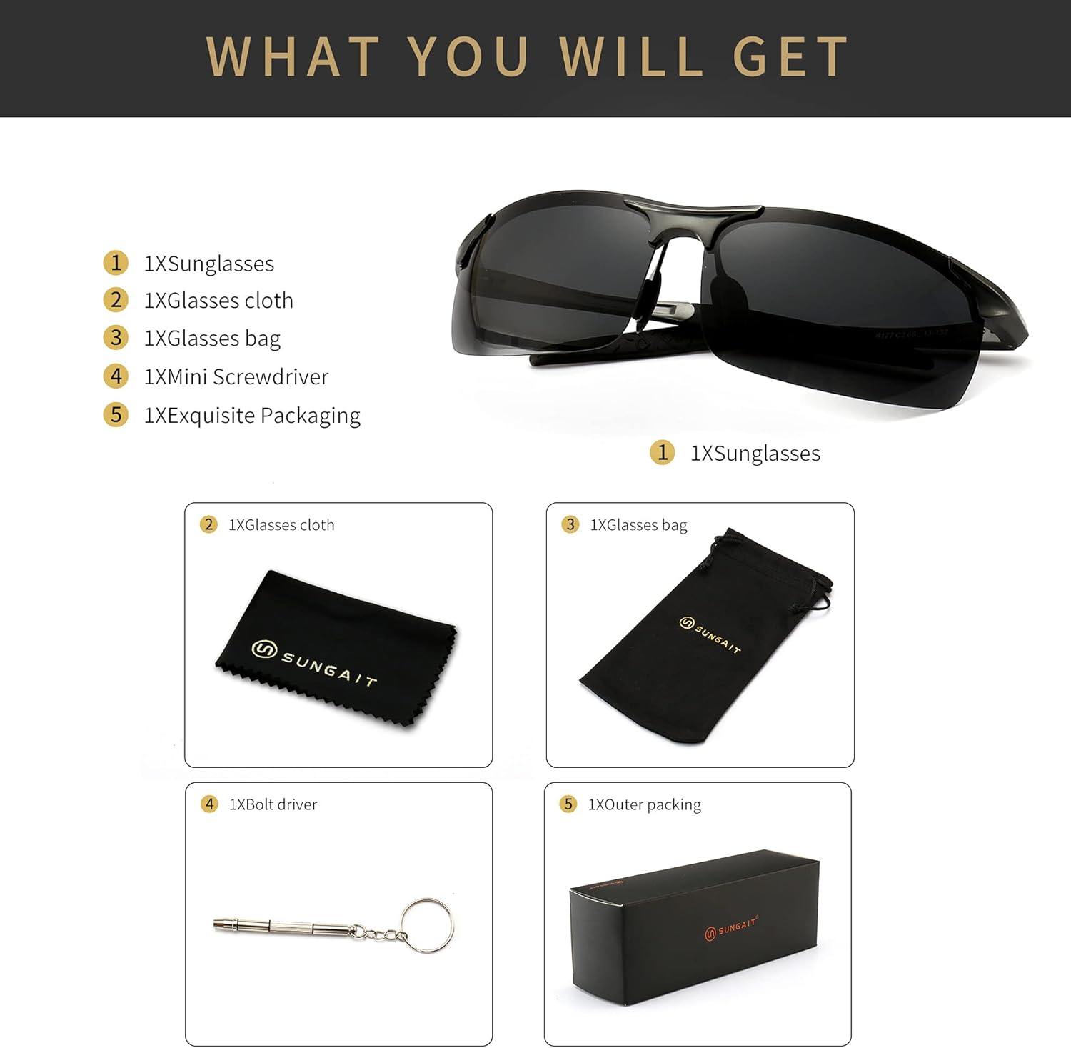 SUNGAIT Men's Polarized Sunglasses for Driving Fishing Golf Metal Frame UV400 - Image 6