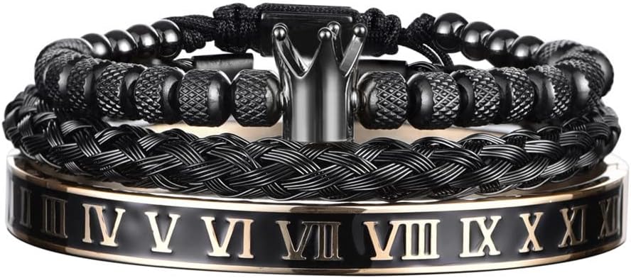Luxury Roman Royal Crown Charm Men's bracelet Stainless Steel Geometry Pulseiras Men Open Adjustable Bracelets Couple Jewelry Gift