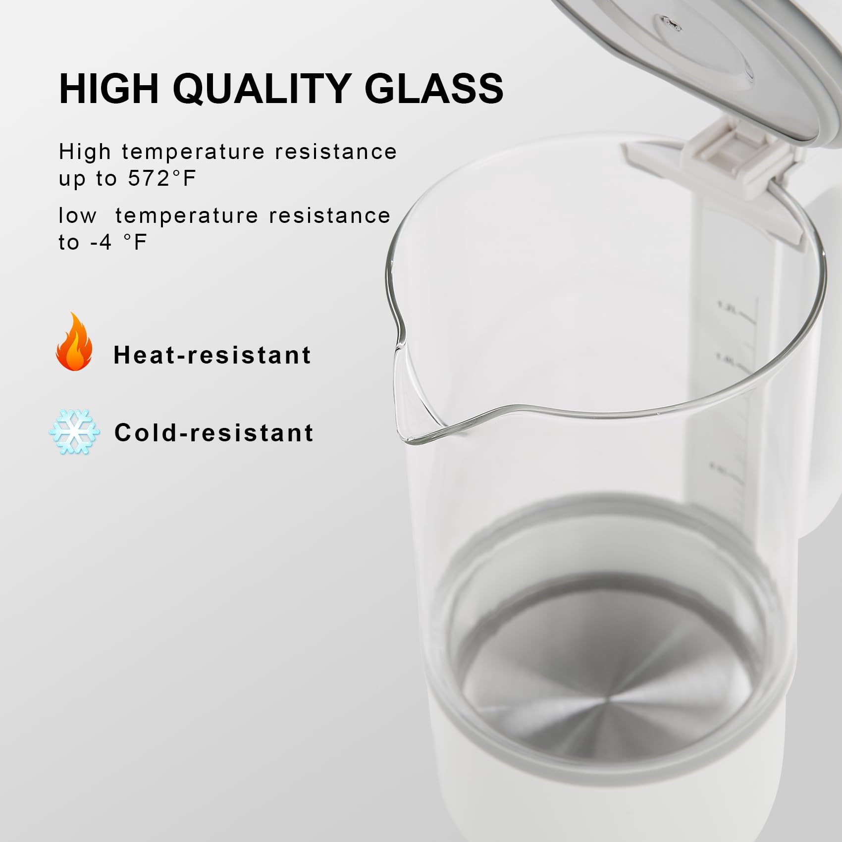 Murasakino Electric Kettle For Boiling Water,Fast Boiling Electric Tea Kettle, Hot Water Kettle Electric, Blue LED Light,Boil-Dry Protection, Auto Shut Off, BPA-Free Electric Glass Kettle.