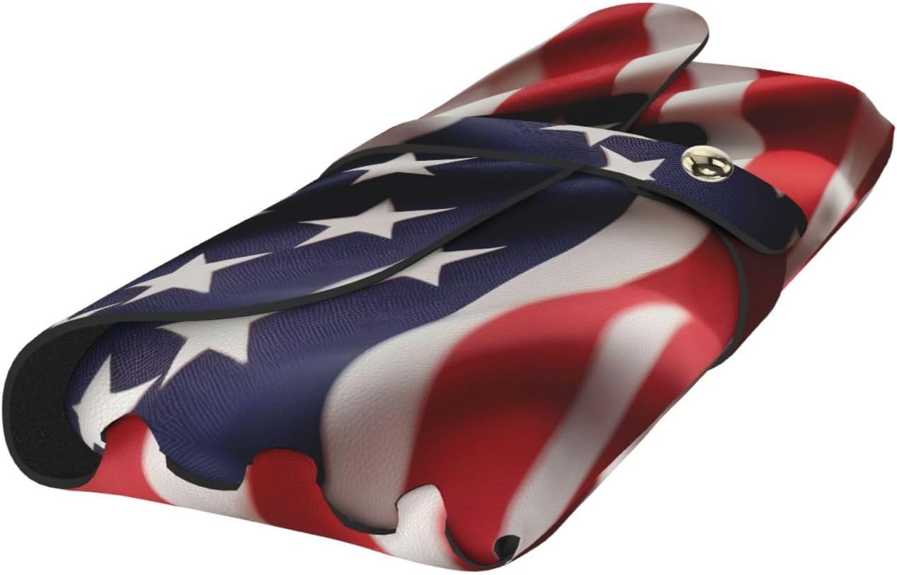 MyPiky American Flag Print Pu Leather Eyeglass Cases Sunglasses Bag Portable Glasses Case For Women Girl Men Unisex