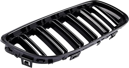 Miniatura 7 de Parachoques delantero riñón, par de parrilla de doble línea de color negro brillante compatible con BMW E90 328i 318i 320i 323i 325i 330i 335i