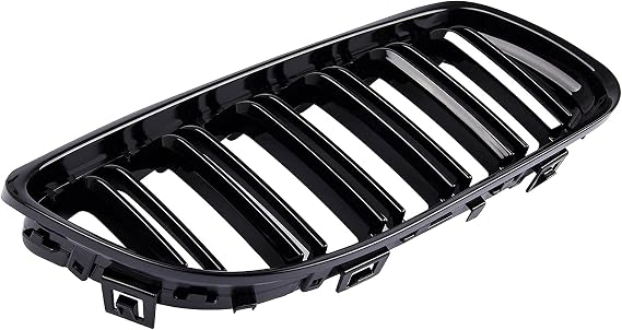 Front Bumper Kidney Grille, Pair Gloss Black Grill Double Line