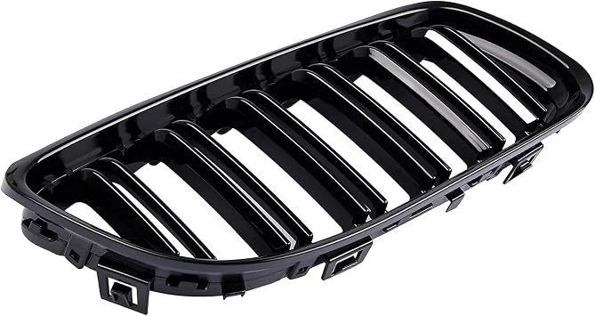 Front Bumper Kidney Grille, Pair Gloss Black Grill Double Line