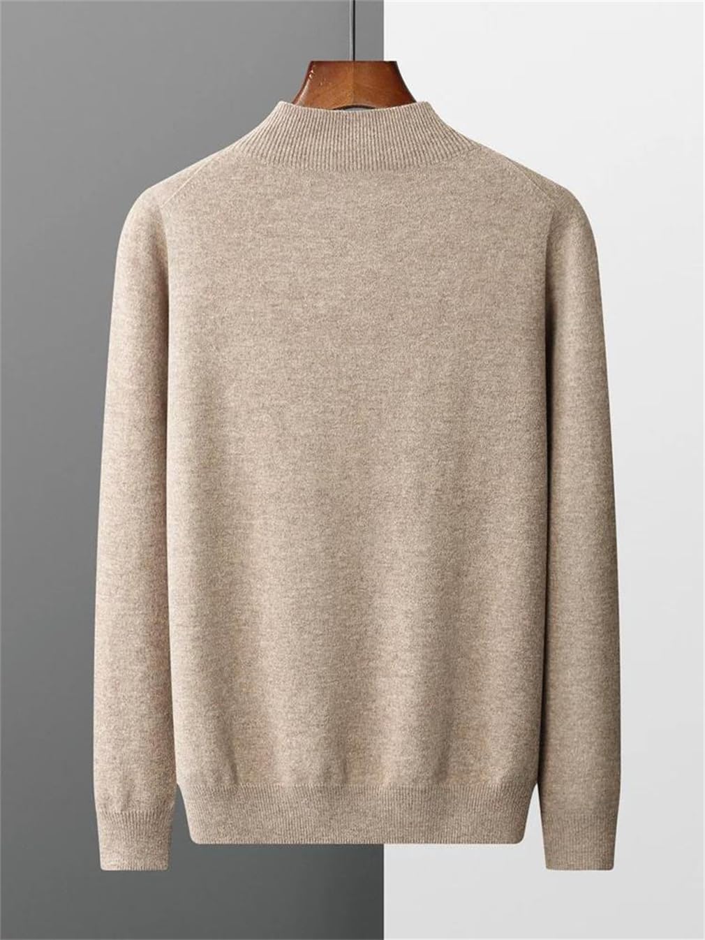 Men's Long Sleeve Pullover Basic Mock Neck Sweater Soft Warm Pullover Jumper 100 Percent Merino Wool Knitwear Sweater - Image 2