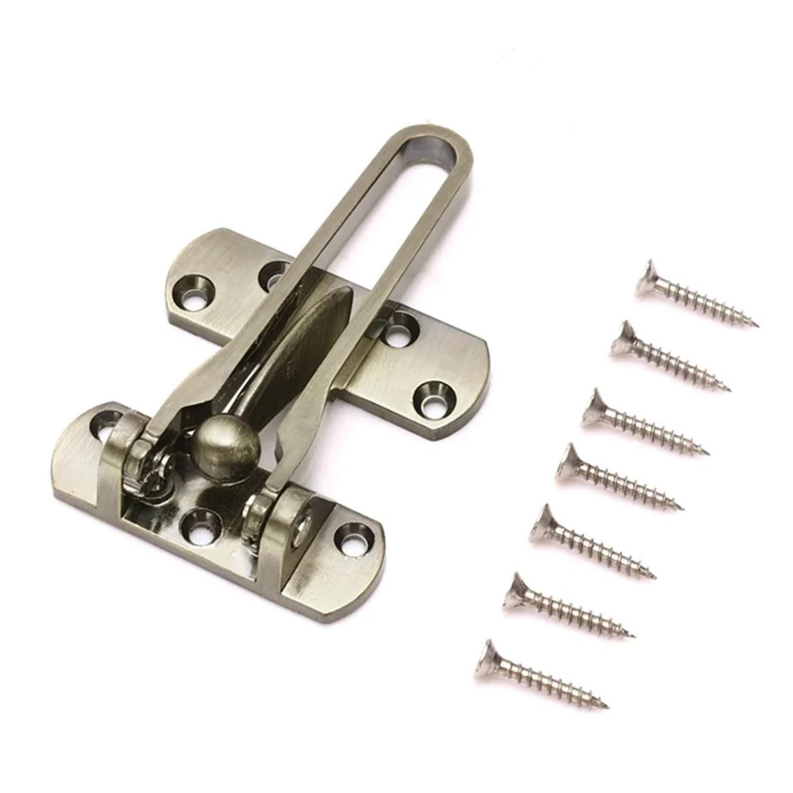 Swing Bar Door Lock 4pcs Door Zinc Alloy Lock Guard Buckle Clasp Padlock Chain Hotel(Copper)