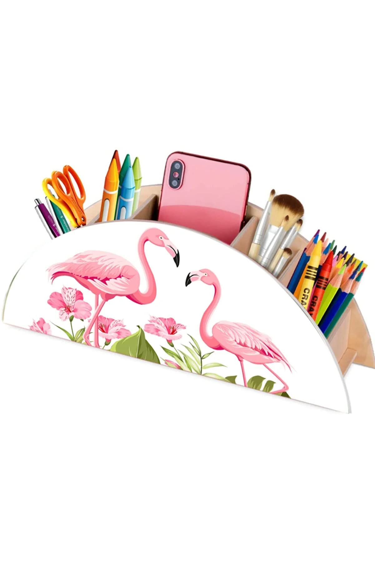 Ahşap Flamingo Masaüstü Kalemlik Kalem Kutusu Organizer
