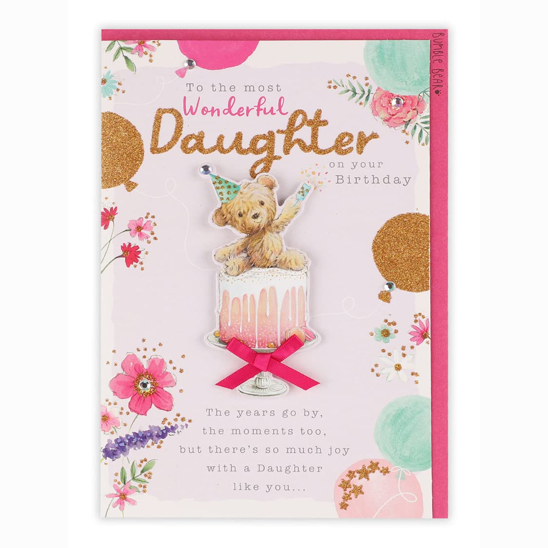 Clintons: Bear on Cake Birthday Card for Daughter- Daughter Birthday Card