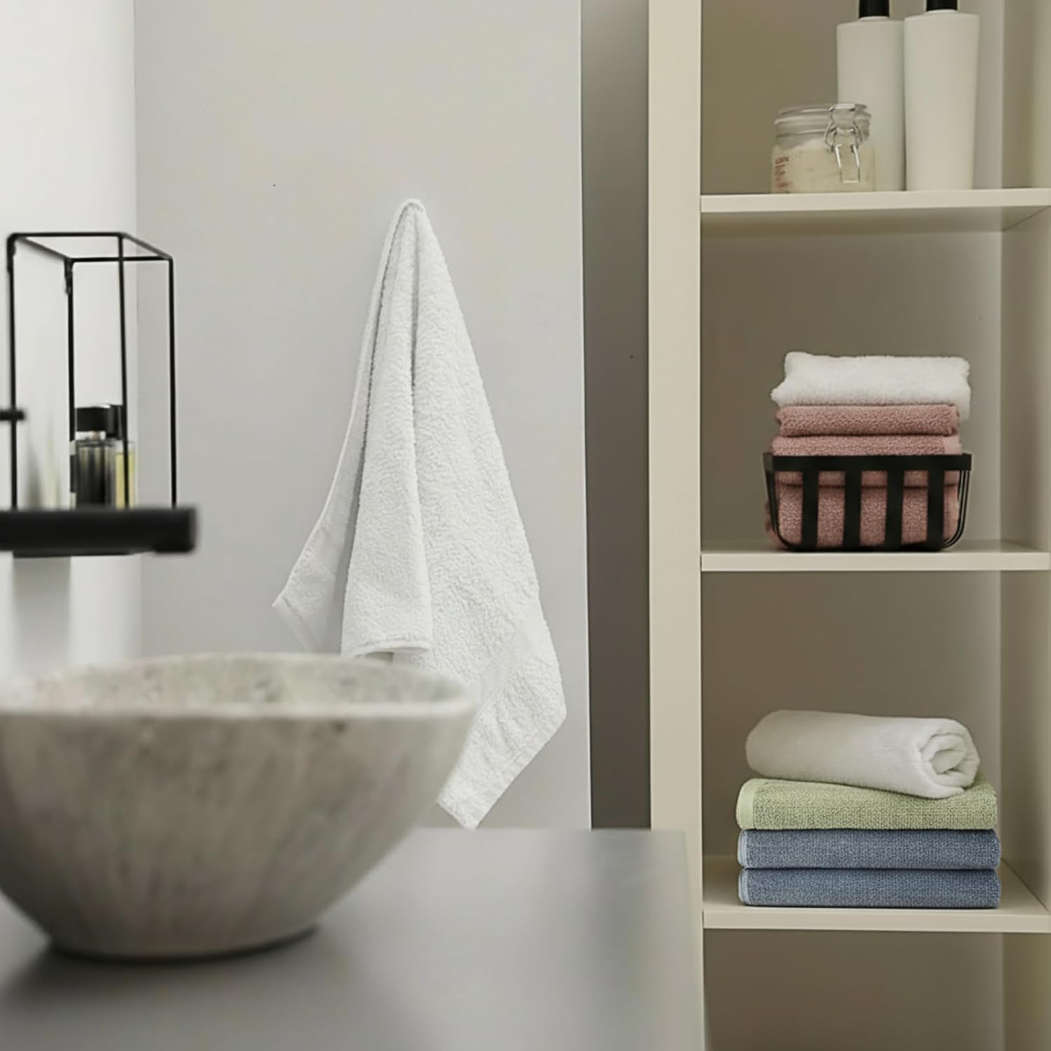 Peryiter 100% Cotton Bath Towel Set of 48(4 Colors)-12 Bath Towels, 24 Hand Towels, 12 Wash Cloths, Soft, Highly Absorbent for Hotel Spa Family (Multi-Color)