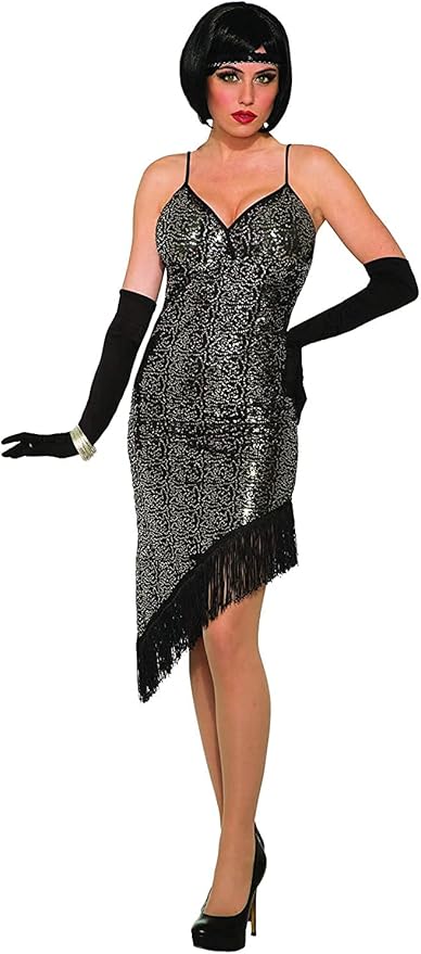 black sequin flapper dress