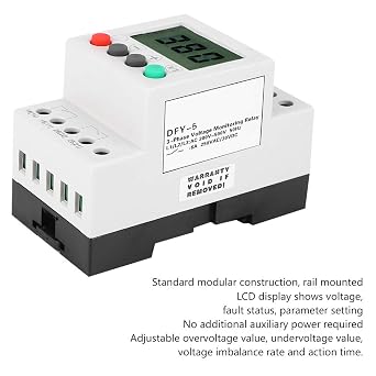 Overload Relays DFY 5 Phase Sequence Protector, LCD Display Under Over Voltage Phase Sequence Protector 3 Phase Voltage