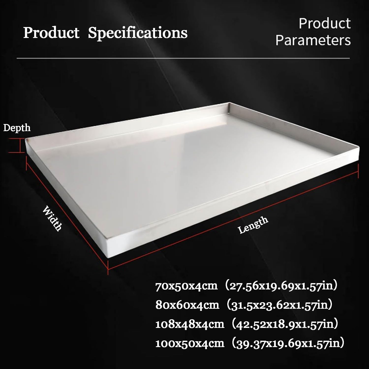 Rectangular Stainless Steel Tray Drainage Channel Without Drain Outlet Suitable for use As A Flower Stand in Home Kitchens (70x50x4cm)