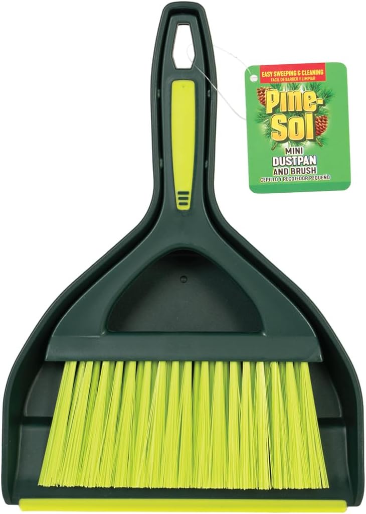 Pine-Sol Mini Dustpan and Brush Set | Nesting Snap-On Design | Portable, Compact Dust Pan and Hand Broom for Cleaning, Green