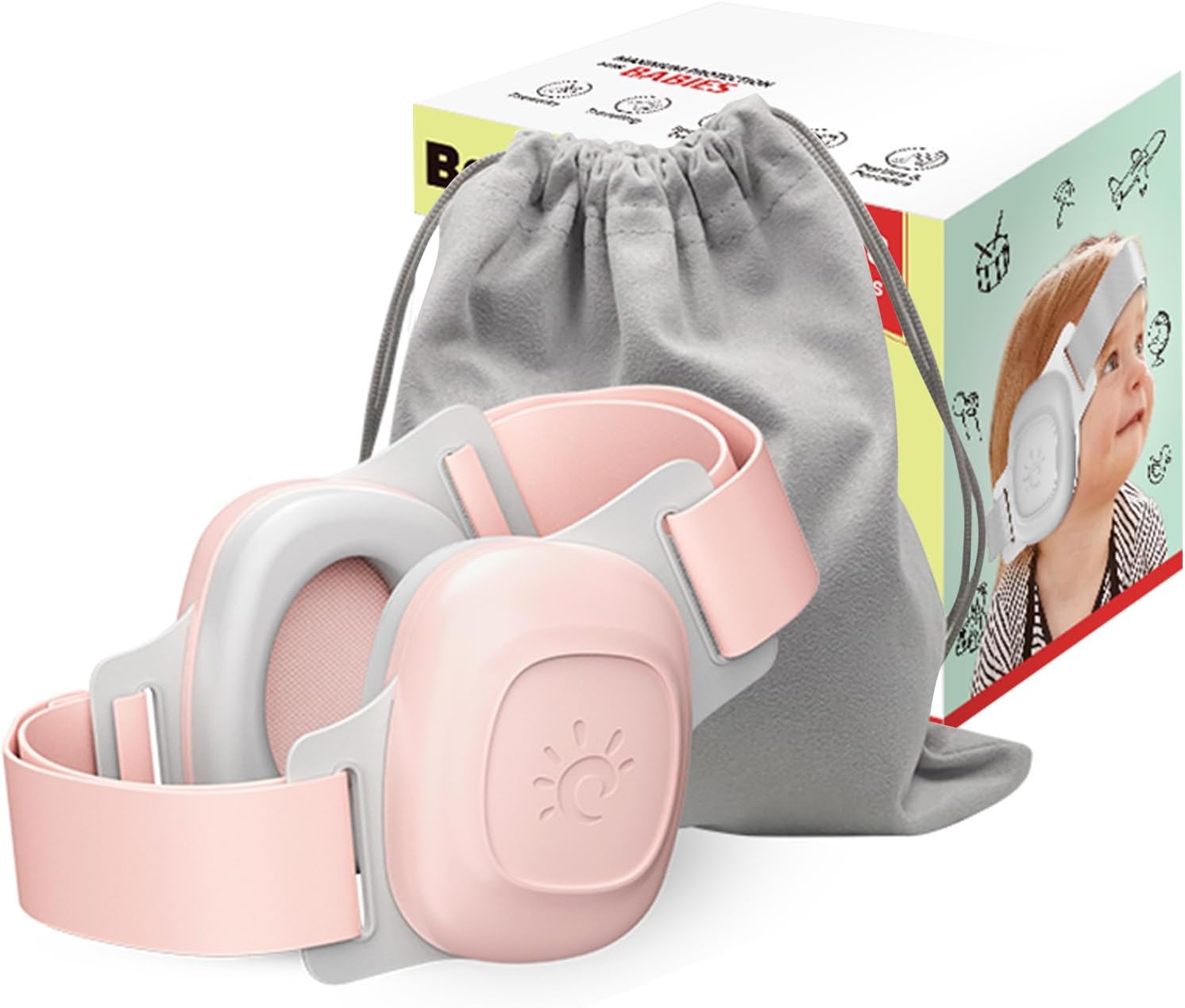 jianyana Baby Earmuffs (0-48 Months) - Noise Reduction and Adjustable Comfort - ABS/PU Material, Protect Baby's and Toddler's Hearing (Pink/Blue/Black)​​