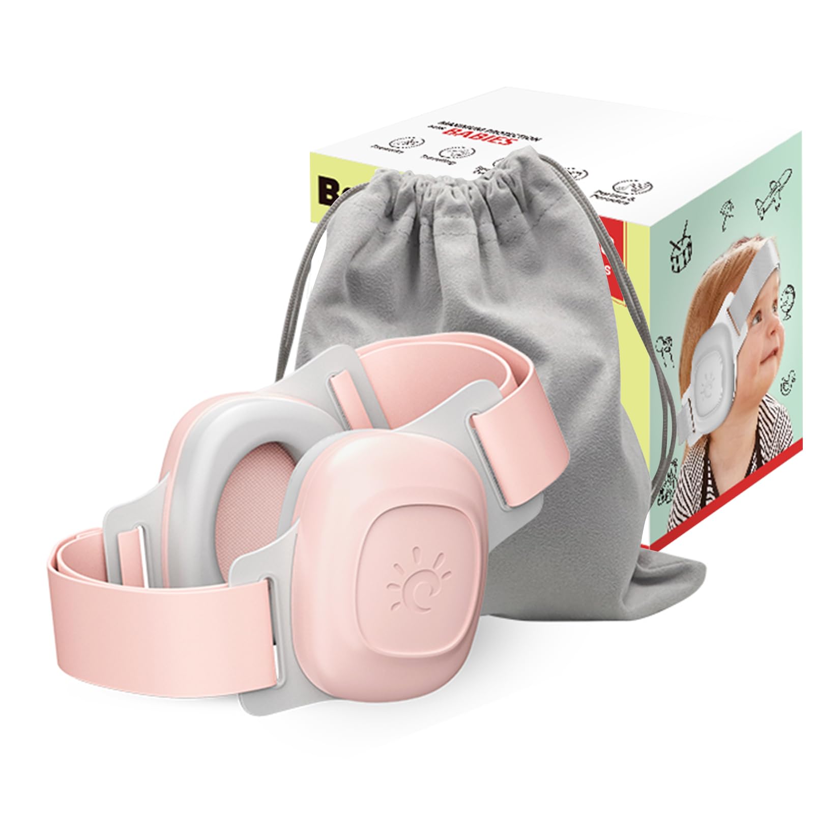 jianyana Baby Earmuffs (0-48 Months) - Noise Reduction and Adjustable Comfort - ABS/PU Material, Protect Baby's and Toddler's Hearing (Pink/Blue/Black)​​