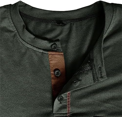 Henley Camicia Uomo Maniche Corte – Grigio, Taglia 3XL – Casual Con Bottoni E Tasca