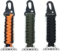 Vista 6 de yothchose Llavero de cuerda de paracaídas compatible con correa trenzada militar Apple Watch Fob Negro con naranja