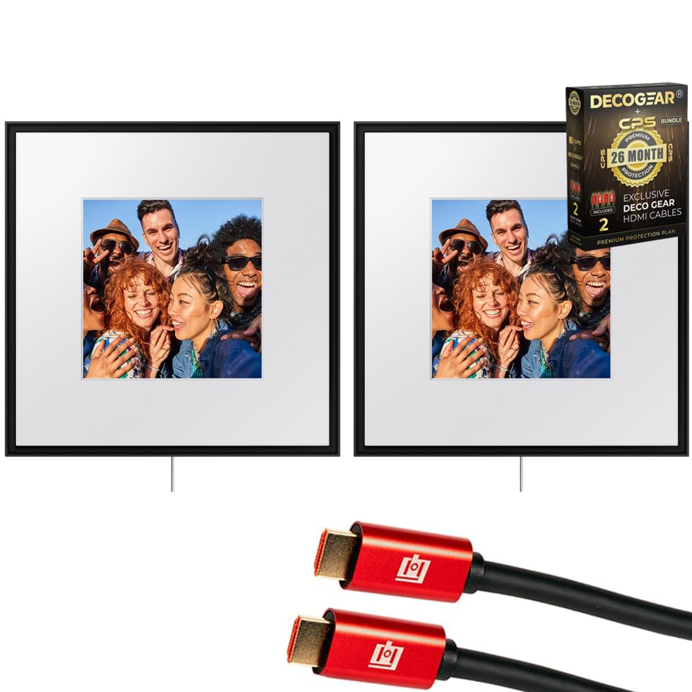 Samsung HW-LS60D Photo Music Frame Smart Dual Speaker Dolby Atmos w/Q-Symphony (2024) Bundle with 2X 4K HDMI Cable & Deco Gear CPS Exclusive 26 Month Protection Pack (BEACH-CPS-26500)