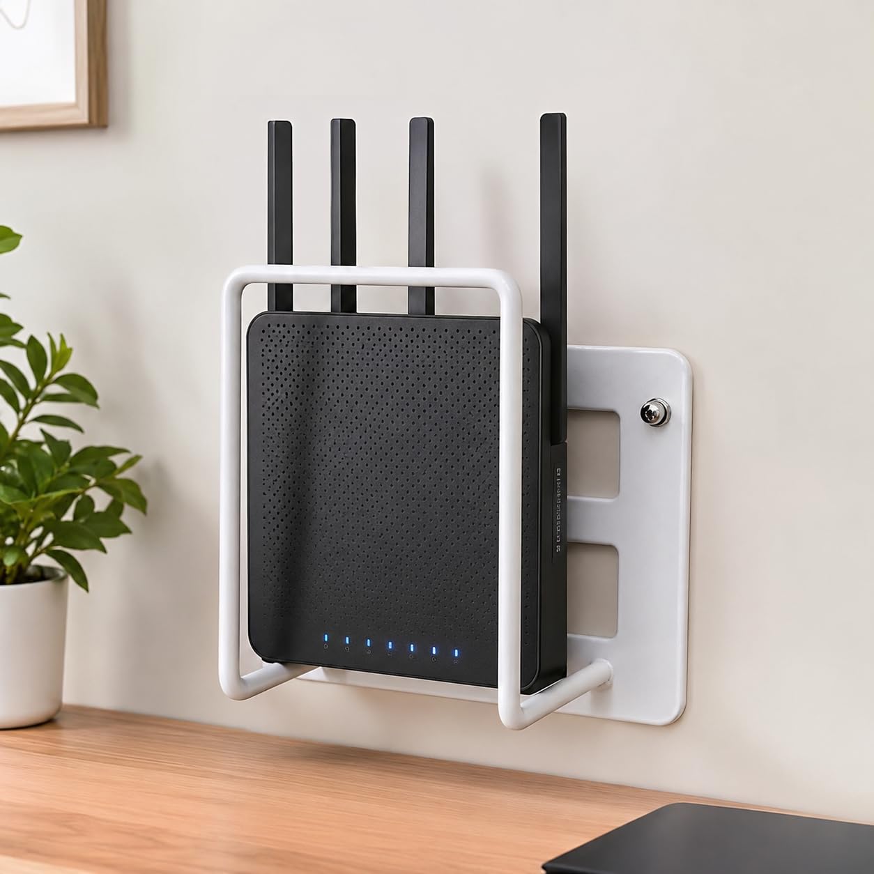 HOME CUBE Wall Mounted WiFi Router Bracket, Self Adhesive Router Stand Without Drilling, WiFi Router Holder, Set Top Box Stand, Modem Holder, Ideal for Home, Office- 10x6x8.5cm-image-30