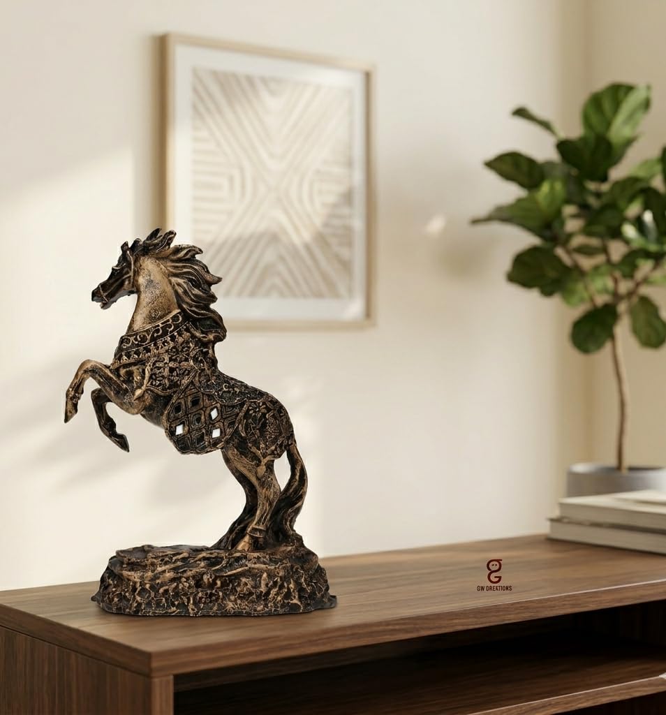 Golden Horse Statue - Wealth & Success Decor -2