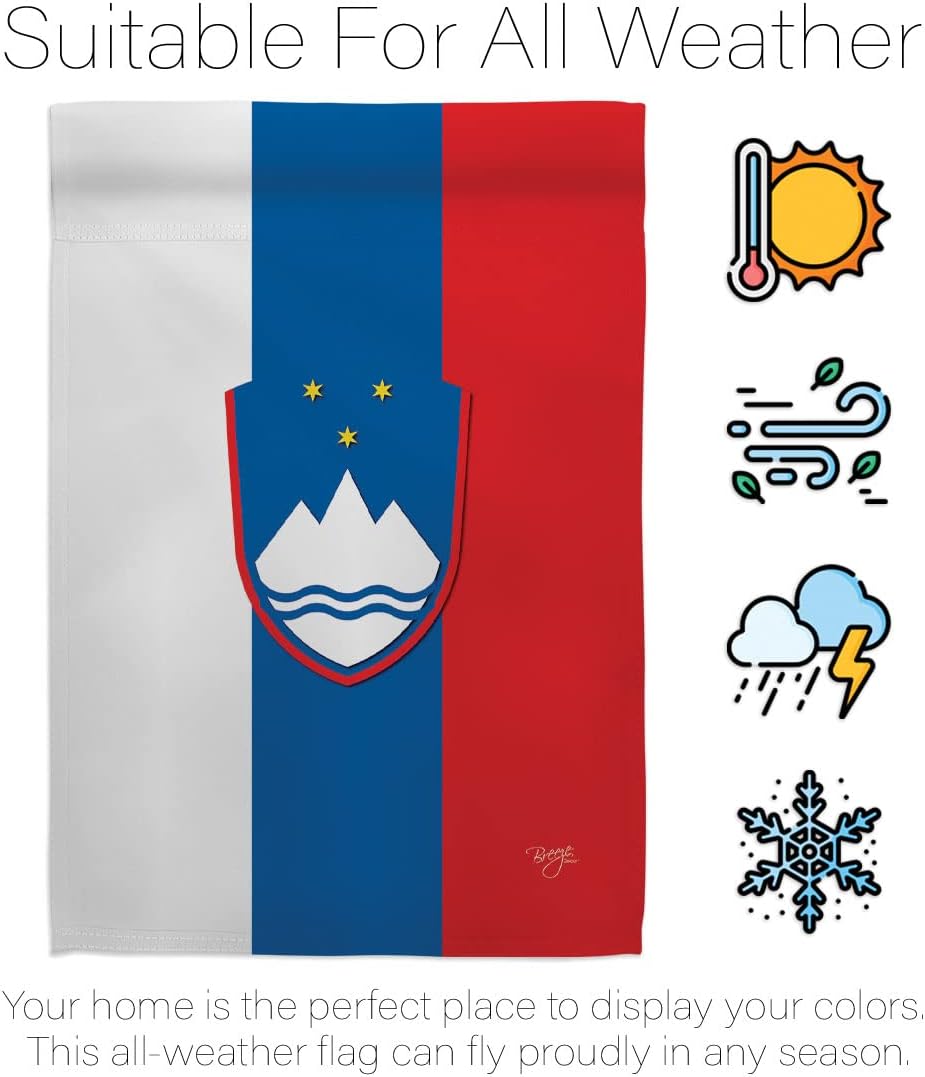 Breeze Decor G158196 Slovenia Flags of The World Nationality Impressions Decorative Vertical Garden Flag 13" x 18.5" Printed in USA Multi-Color