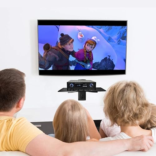 Miniatura 30 de suptek Soporte de altavoz, estante de vidrio flotante para reproductores de DVD/cajas de cable/consolas de juegos/accesorios de TV, 2 estantes,