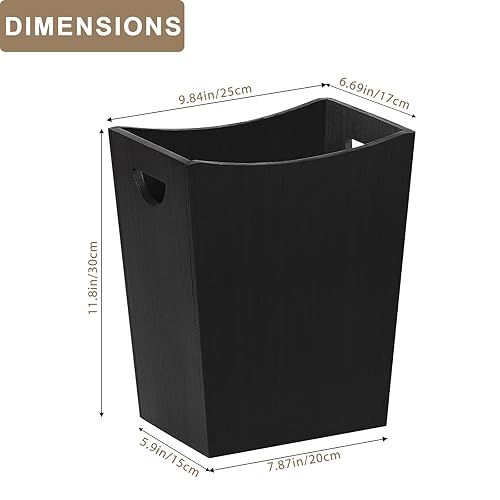 Miniatura 4 de SEHERTIWY Basurero de bambú, contenedor de basura de granja para baño, oficina, dormitorio, sala de estar, contenedor de basura rústico cuadrado