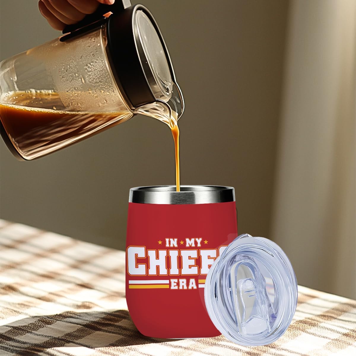 In My Chiefs Era Football Gifts, Game Day Red,Wine Tumbler, 12 oz Tumbler with Lid,Insulated Wine Glass Travel Coffee Mug,Football Lovers Gift for Women Men Coach Friend Birthday Christmas - Image 6