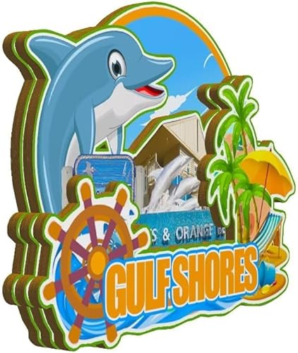 Miniatura 2 de Gulf Shores Alabama USA - Imán de madera para nevera, monumentos 3D, recuerdos coleccionables de viaje, decoración hecha a mano -3492