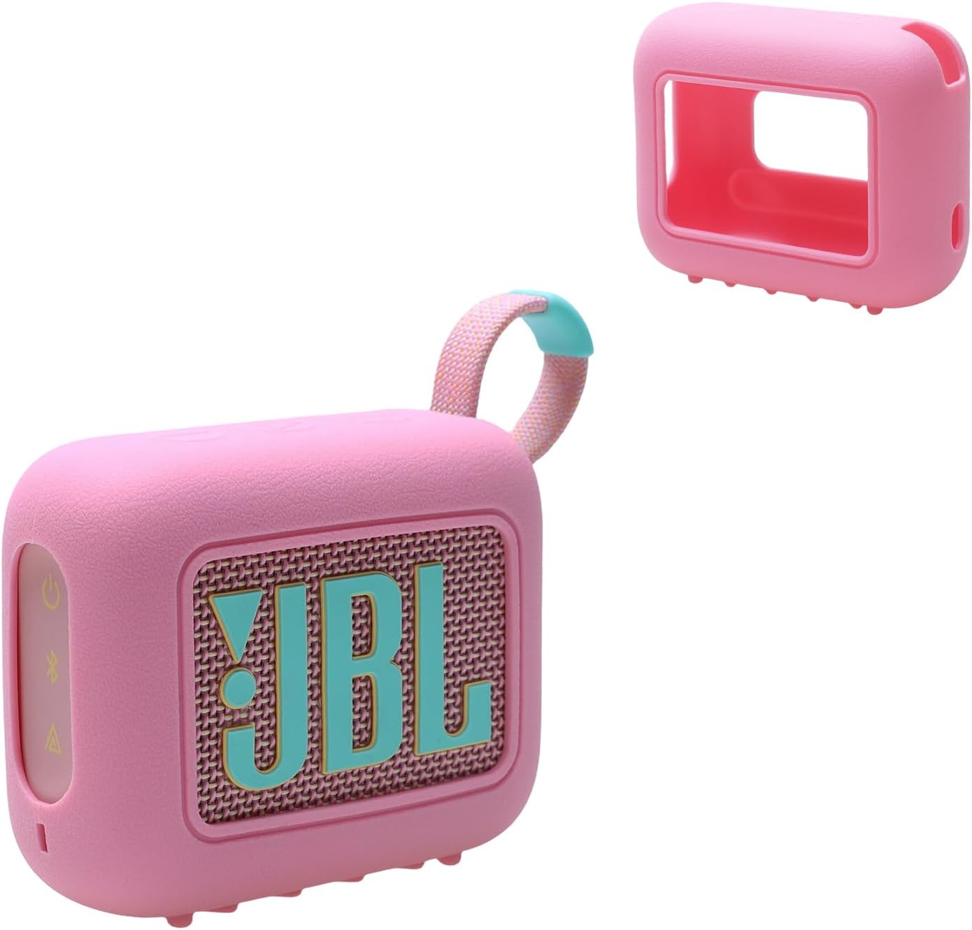 LTGEM Silicone Cover Case Compatible with JBL GO 4 Ultra-Portable Waterproof Bluetooth Speaker, Pink