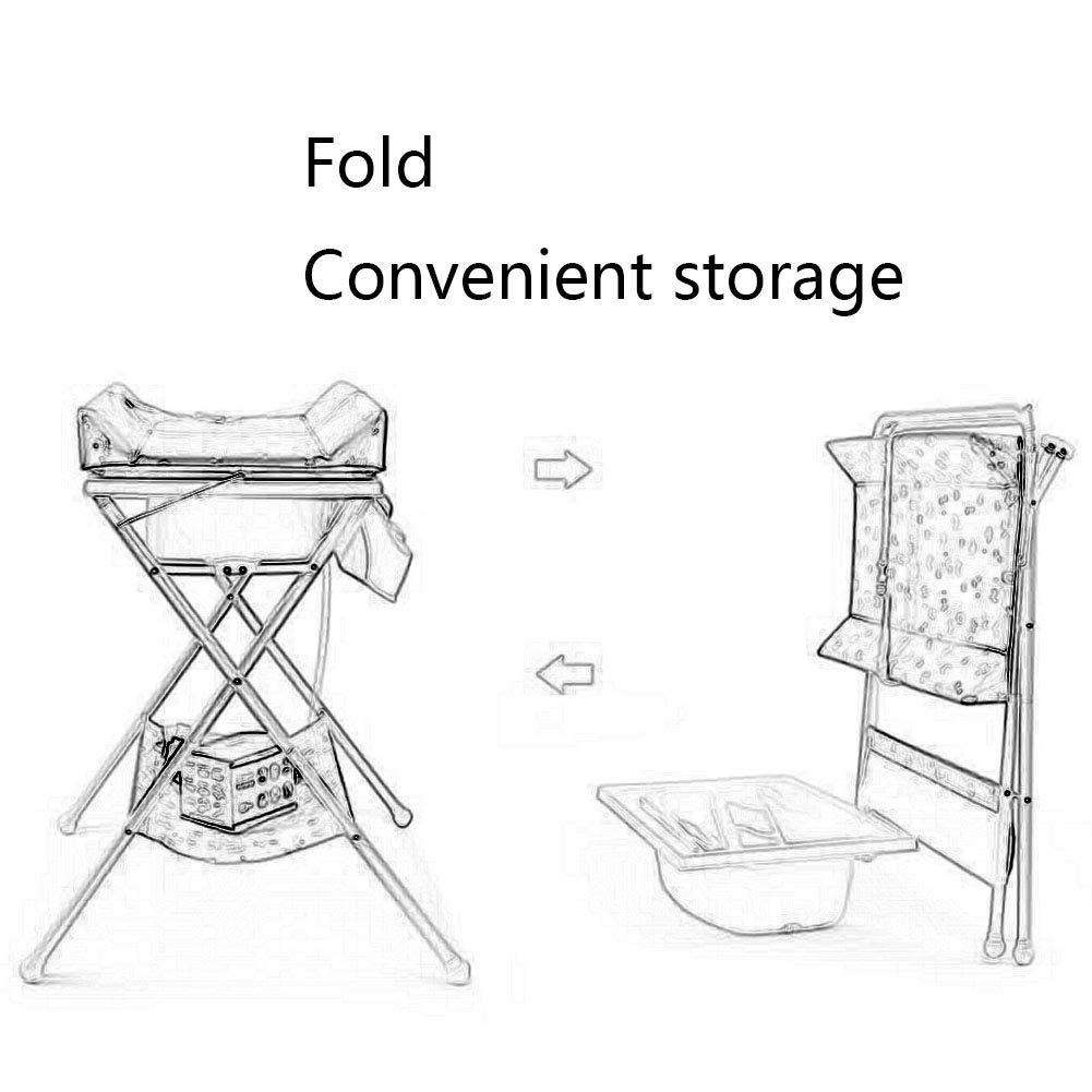 FAXIOAWA Fasciatoio per Neonati Rosa, Stazione per Il Bagno con Pannolini 2 in 1, fasciatoio Pieghevole, cassettiera per Vasca da Bagno, Alta 91 cm