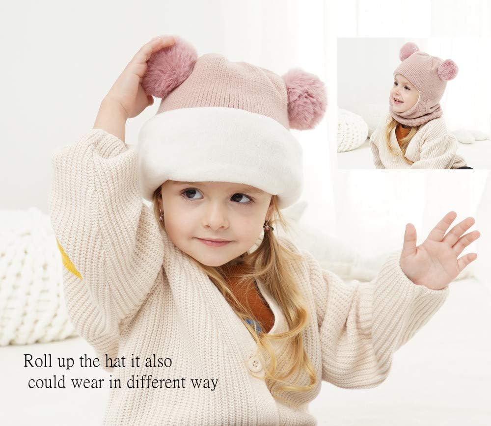 ZWA Baby Girls Boys Winter Hat Scarf Earflap Hood Scarves Toddler Kids - Image 5