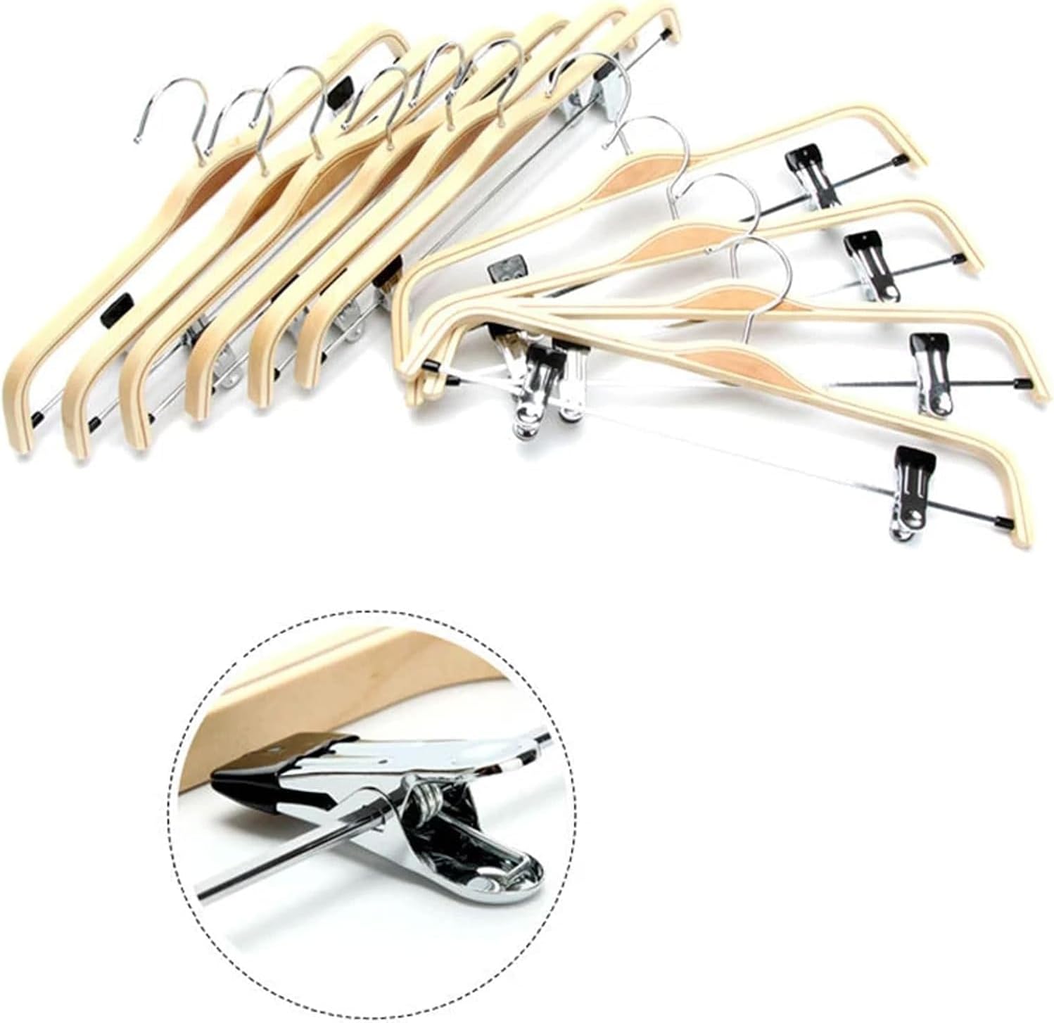 Kids Coat for Closet Coat Hangers 10 Pack Solid Finish Wooden Hangers Pants Hangers with Clips Coat Clothes Hangers for Suits, Pants, Jackets, Shirts Clothes Hangers Closet Hangers Dorm