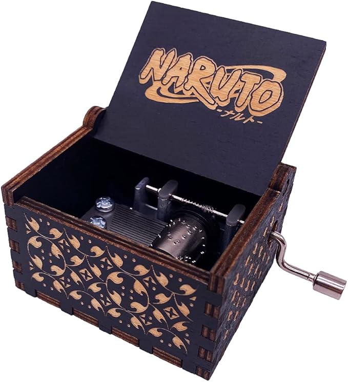 Youtang Mini-Spieluhr, Handkurbel, Spieluhr, geschnitzt, Holz, Musik-Geschenke(Blauer Vogel-Black)